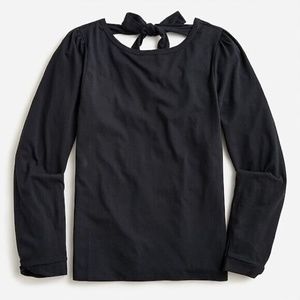 J. Crew Black Long Sleeve Tie-Back Top
